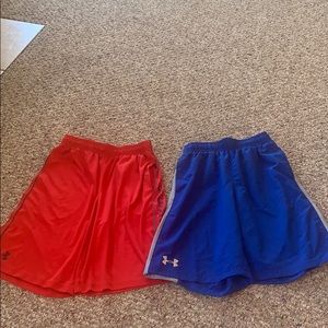 2 pair of boys medium Under Armour shorts.